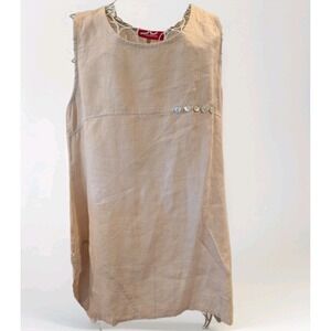 LiaBella linen sleeveless top Italian One Size lagenlook boho chic button trim